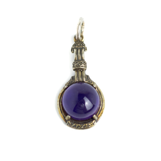 Art Deco Antique Silver Pendant with Amethyst