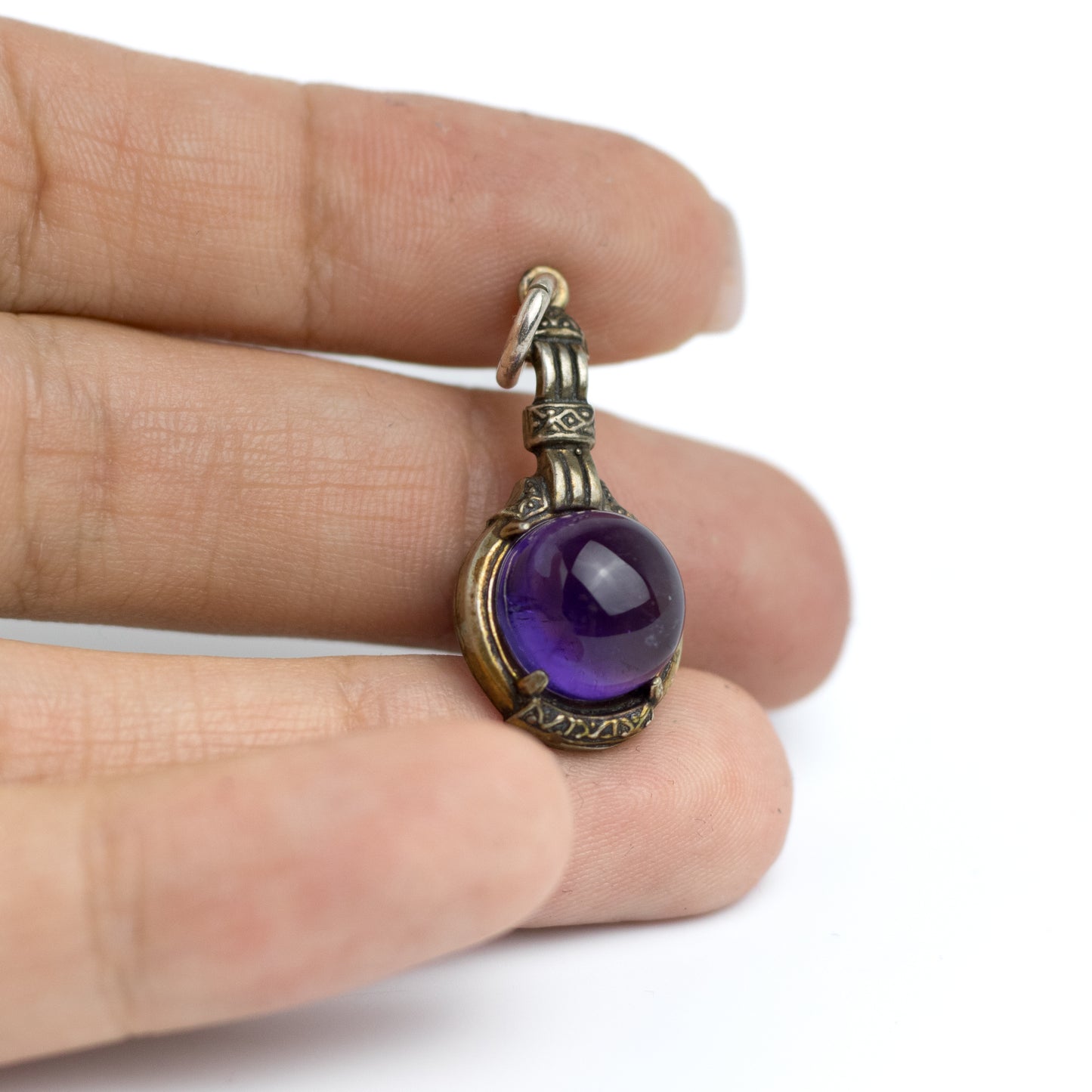 Art Deco Antique Silver Pendant with Amethyst