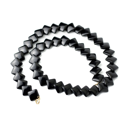 Vintage Trifari Black Square Beads Choker Necklace