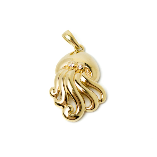 Pierre Lang Gold-Tone Octopus Vintage Pendant with Crystal Eyes