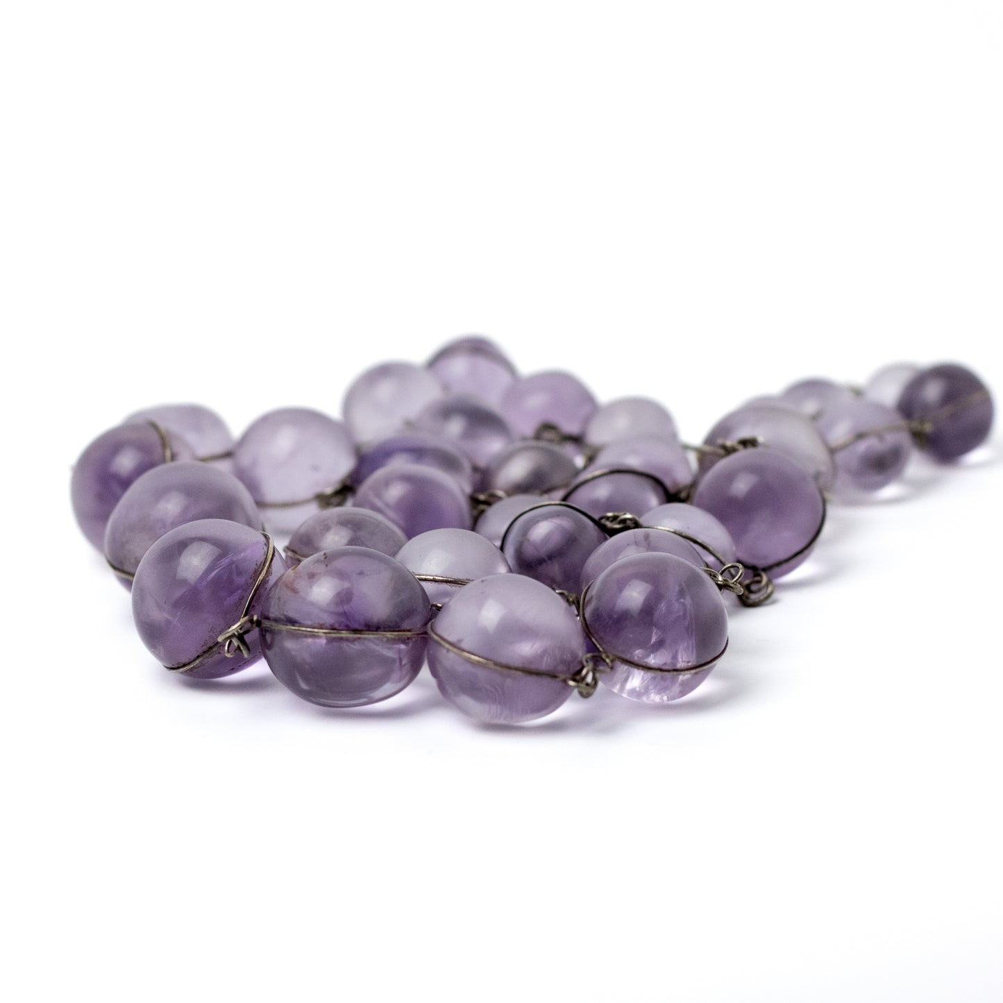Antique Amethyst Pool of Light Graduated Bead Necklace from Early 20th Century