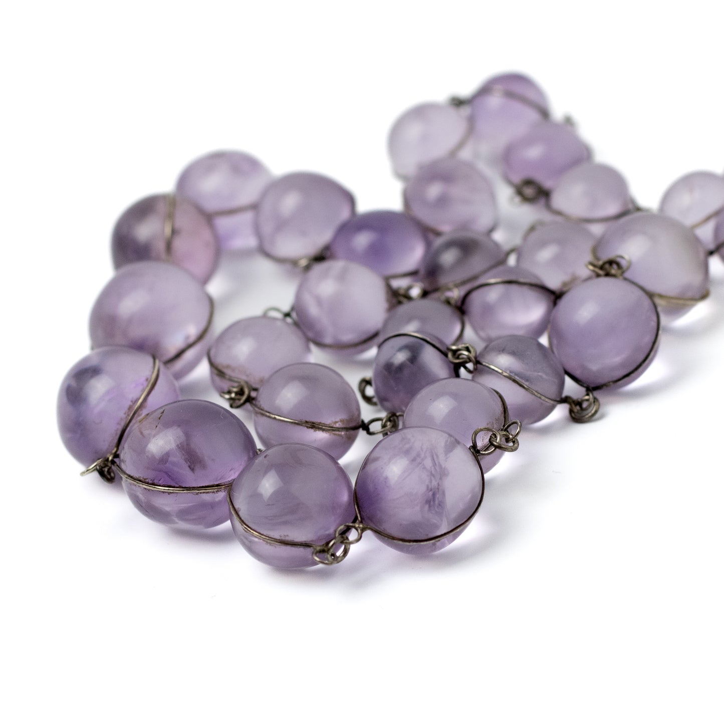 Antique Amethyst Pool of Light Graduated Bead Necklace from Early 20th Century