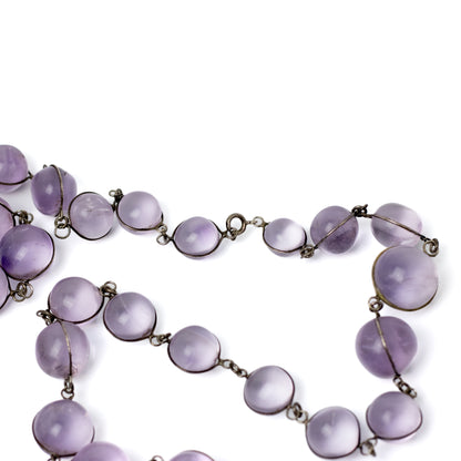Antique Amethyst Pool of Light Graduated Bead Necklace from Early 20th Century