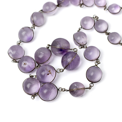 Antique Amethyst Pool of Light Graduated Bead Necklace from Early 20th Century