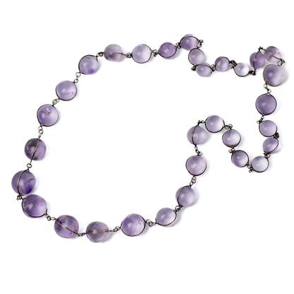 Antique Amethyst Pool of Light Graduated Bead Necklace from Early 20th Century