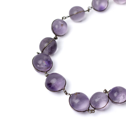 Antique Amethyst Pool of Light Graduated Bead Necklace from Early 20th Century