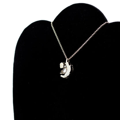 Vintage Brutalist Silver Pendant with Moonstone