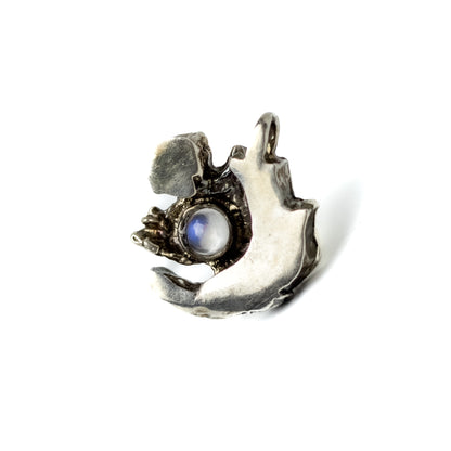 Vintage Brutalist Silver Pendant with Moonstone