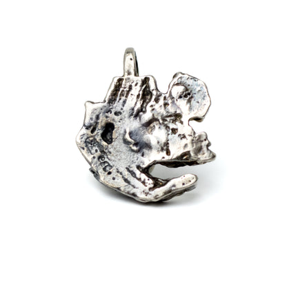 Vintage Brutalist Silver Pendant with Moonstone