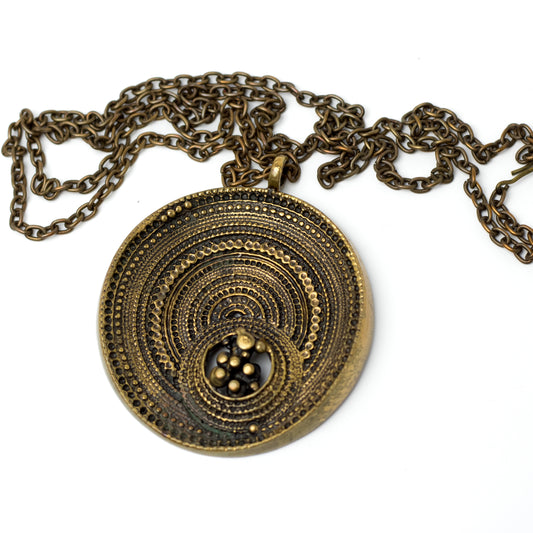 Jorma Laine Sombrero Bronze Pendant Necklace for Turun Hopea, Finland