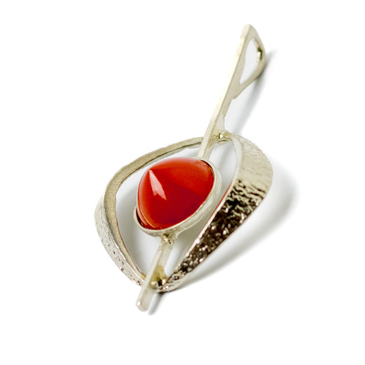 Theodor Fahrner Vintage Modernist Silver Pendant with Carnelian