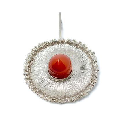 Theodor Fahrner Vintage Brutalist Silver Pendant with Carnelion