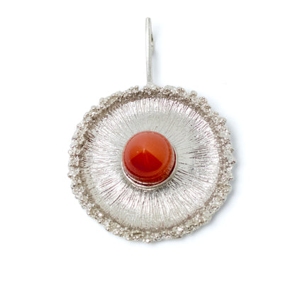 Theodor Fahrner Vintage Brutalist Silver Pendant with Carnelion
