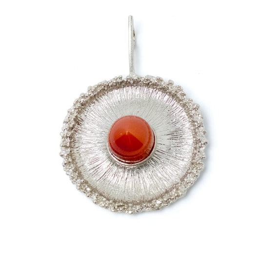Theodor Fahrner Vintage Brutalist Silver Pendant with Carnelion