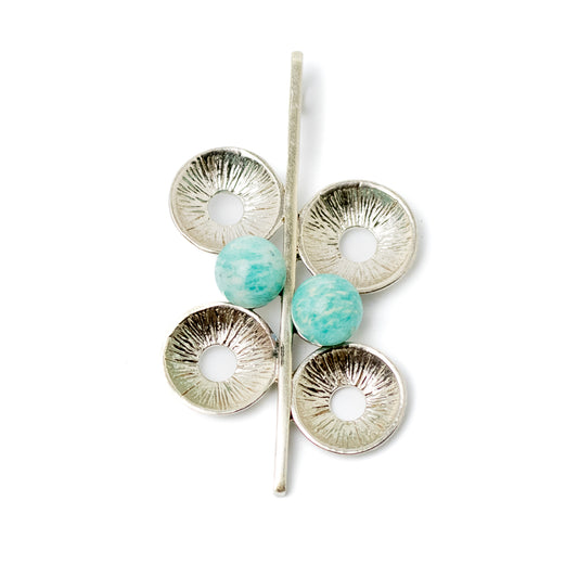 Theodor Fahrner Vintage Brutalist Silver Pendant with Amazonite Spheres