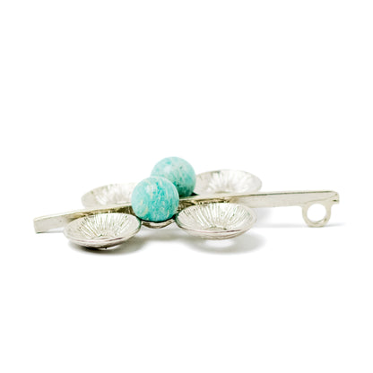 Theodor Fahrner Vintage Brutalist Silver Pendant with Amazonite Spheres