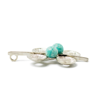 Theodor Fahrner Vintage Brutalist Silver Pendant with Amazonite Spheres