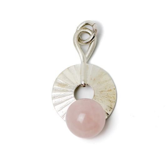 Theodor Fahrner Original Modernist Silver Pendant with Rose Quartz Sphere