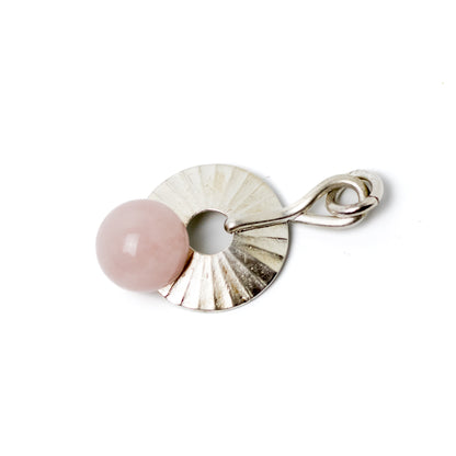Theodor Fahrner Original Modernist Silver Pendant with Rose Quartz Sphere