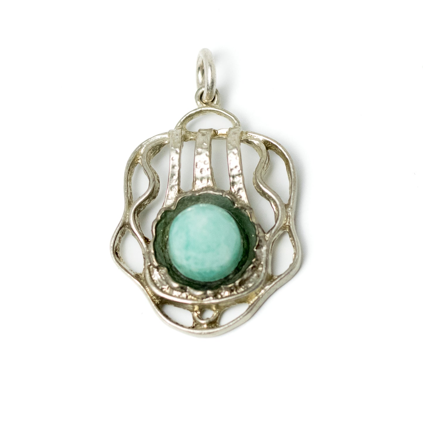 Vintage Theodor Fahrner Silver Pendant with Amazonite Bullet Cabochon