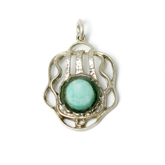 Vintage Theodor Fahrner Silver Pendant with Amazonite Bullet Cabochon