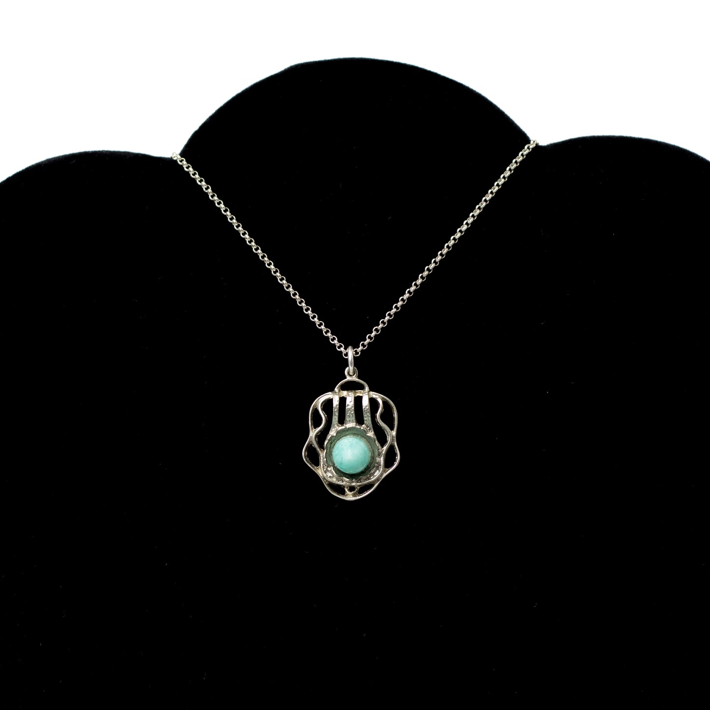 Vintage Theodor Fahrner Silver Pendant with Amazonite Bullet Cabochon