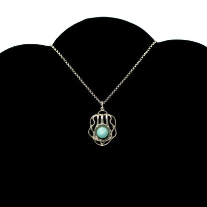Vintage Theodor Fahrner Silver Pendant with Amazonite Bullet Cabochon