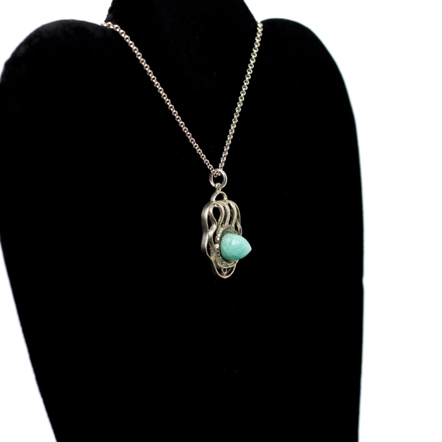 Vintage Theodor Fahrner Silver Pendant with Amazonite Bullet Cabochon