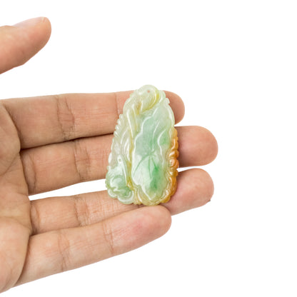 Vintage Carved Natural Jadeite Jade Pendant