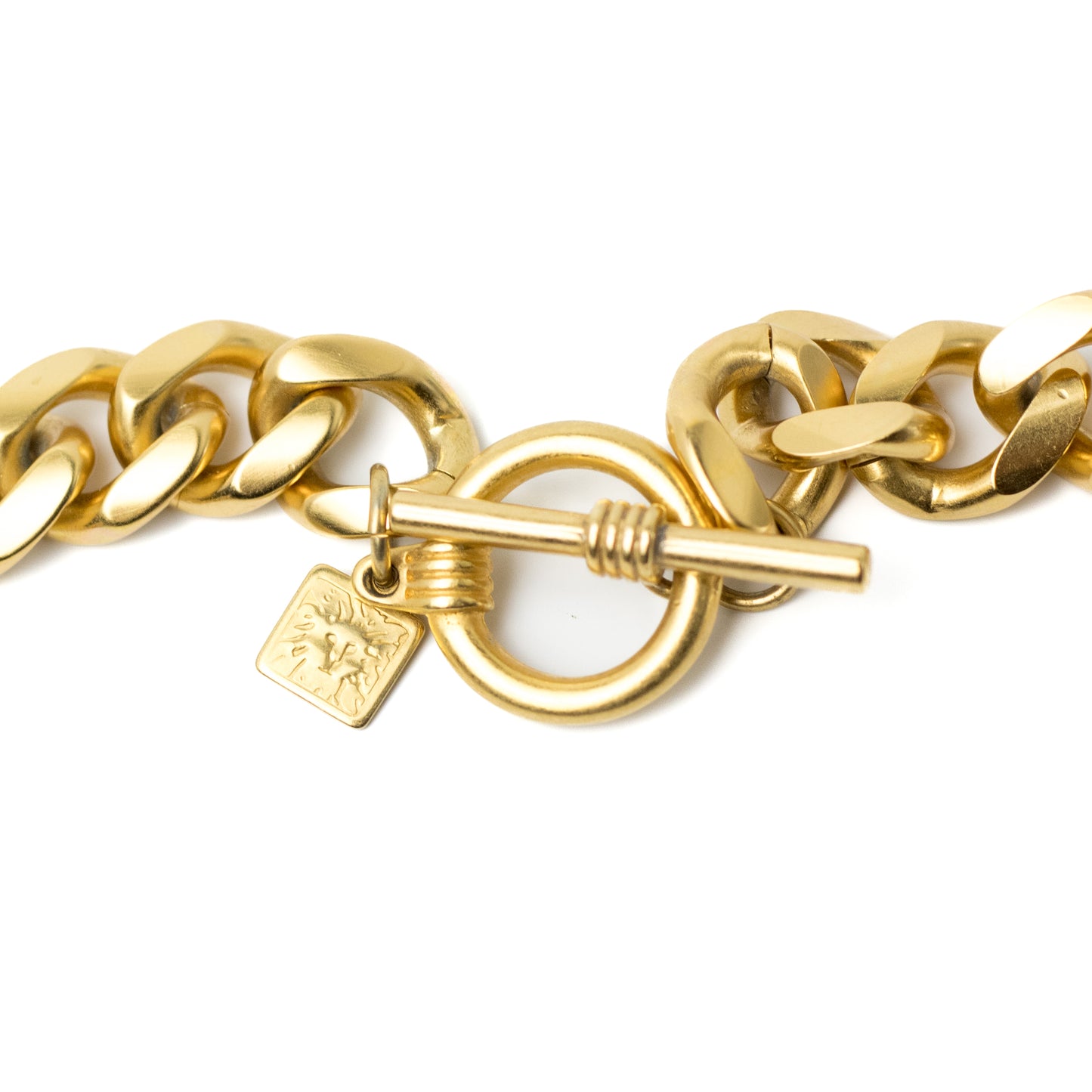 Vintage Anne Klein Matte Gold Lion Head Choker Necklace in Matte Gold