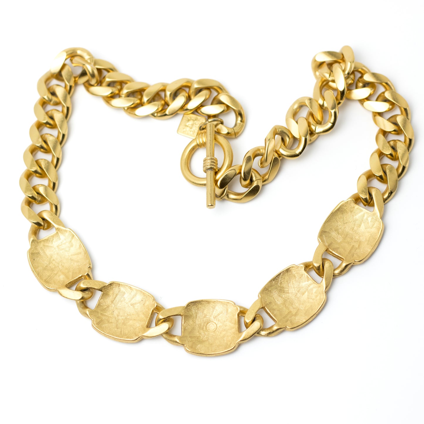 Vintage Anne Klein Matte Gold Lion Head Choker Necklace in Matte Gold