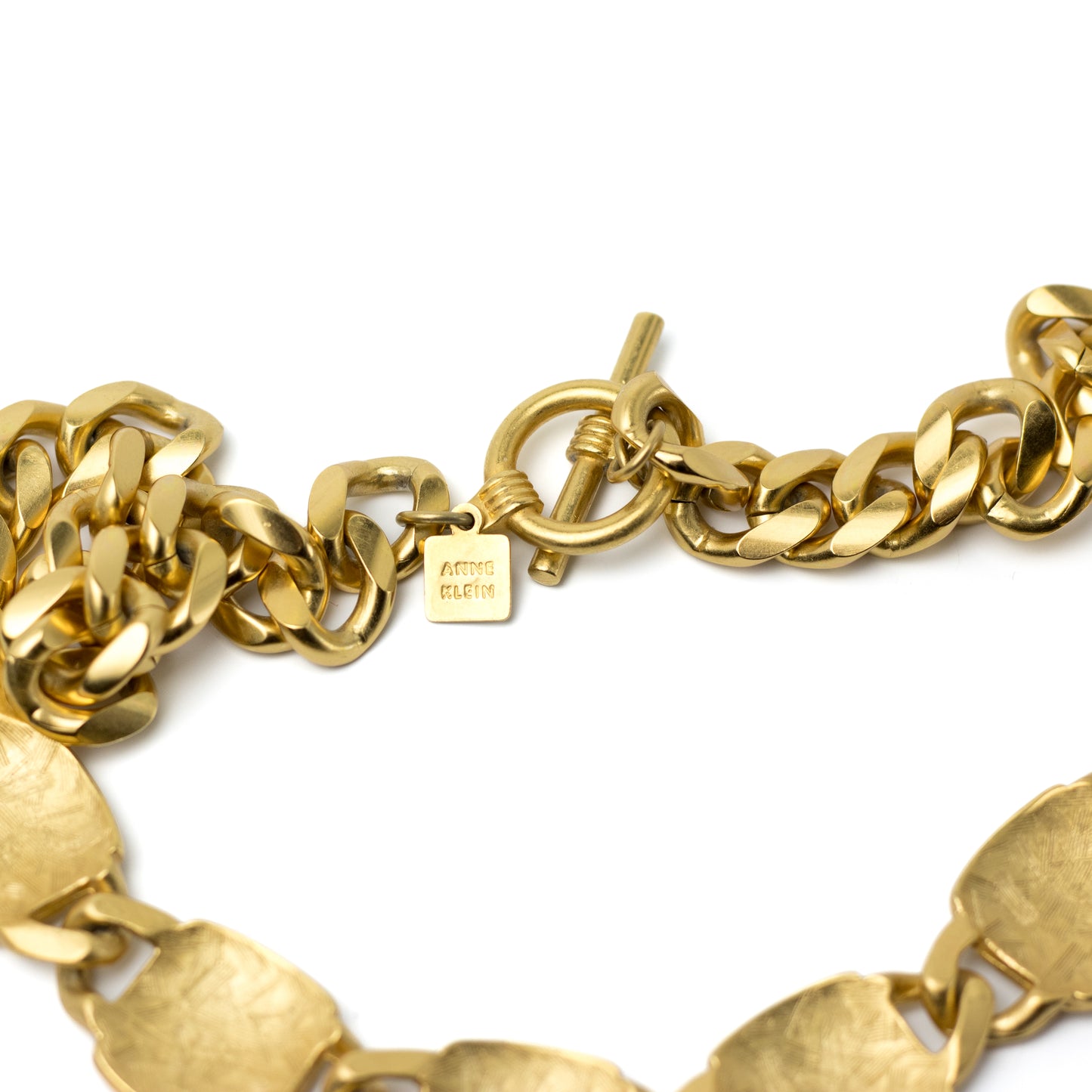 Vintage Anne Klein Matte Gold Lion Head Choker Necklace in Matte Gold