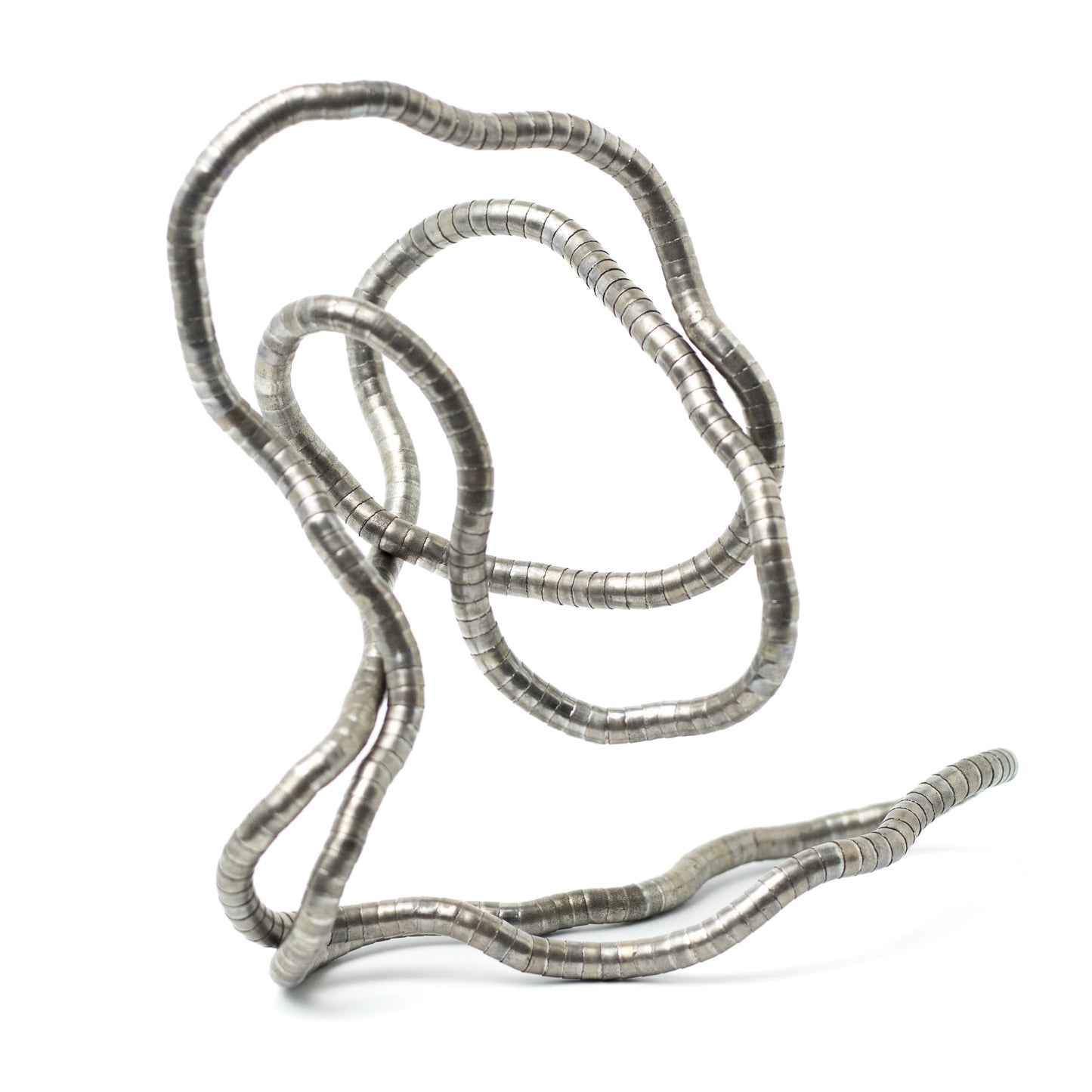 Vintage 1980s Silver Tone Malleable Snake Brutalist Necklace