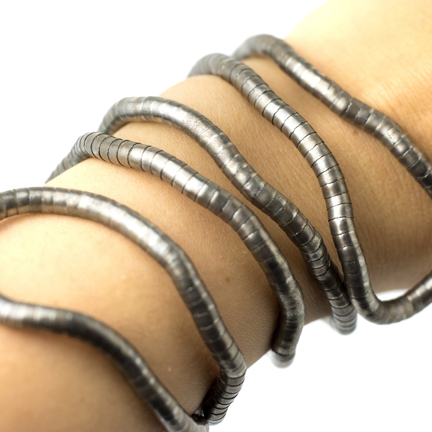 Vintage 1980s Silver Tone Malleable Snake Brutalist Necklace