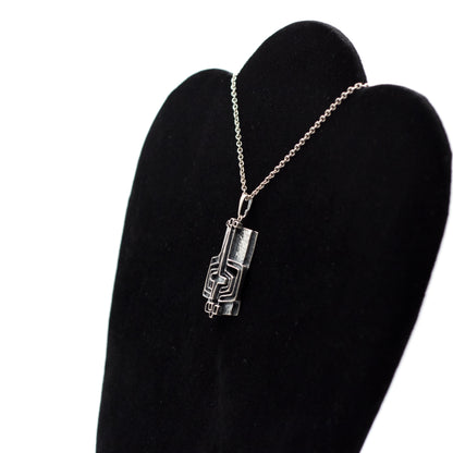 TEKA Brutalist Silver Pendant with Vintage Modernist Geometric Design