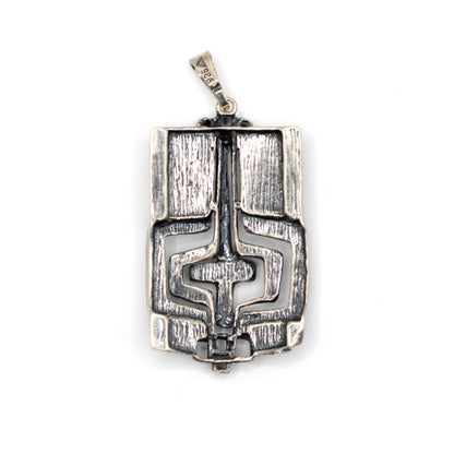 TEKA Brutalist Silver Pendant with Vintage Modernist Geometric Design