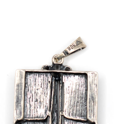 TEKA Brutalist Silver Pendant with Vintage Modernist Geometric Design