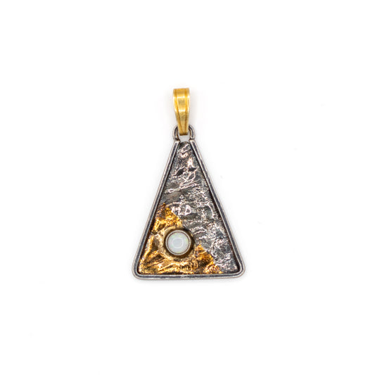 Pendentif triangle en argent sterling opale naturelle vintage