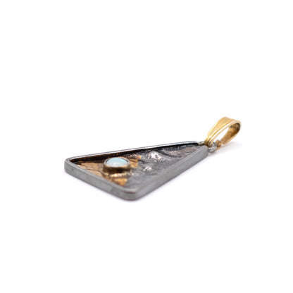 Sterling Silber Vintage Natürlicher Opal Dreiecksanhänger