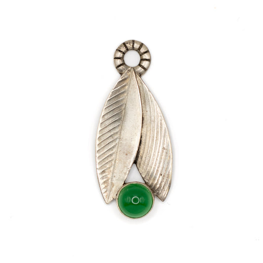 Pendentif original en chrysoprase et argent Fahrner vintage