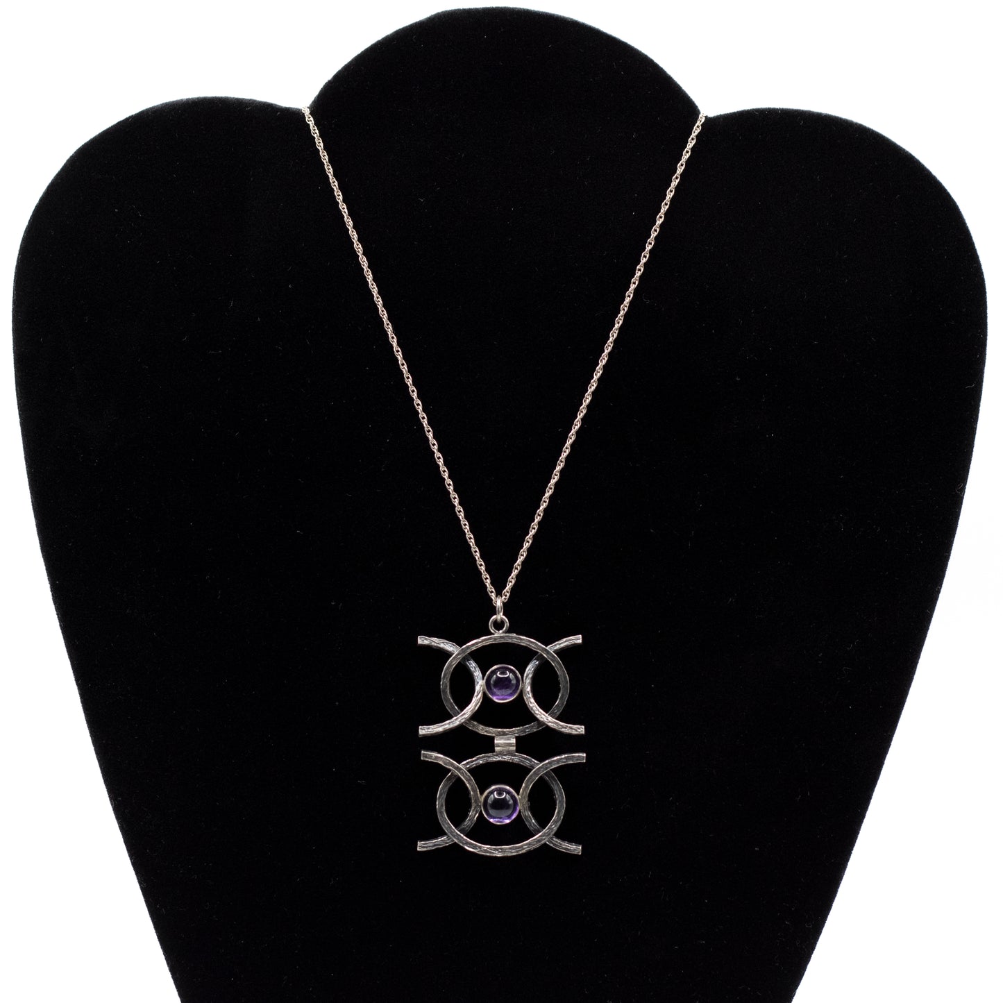 Collier pendentif vintage en argent sterling et améthyste