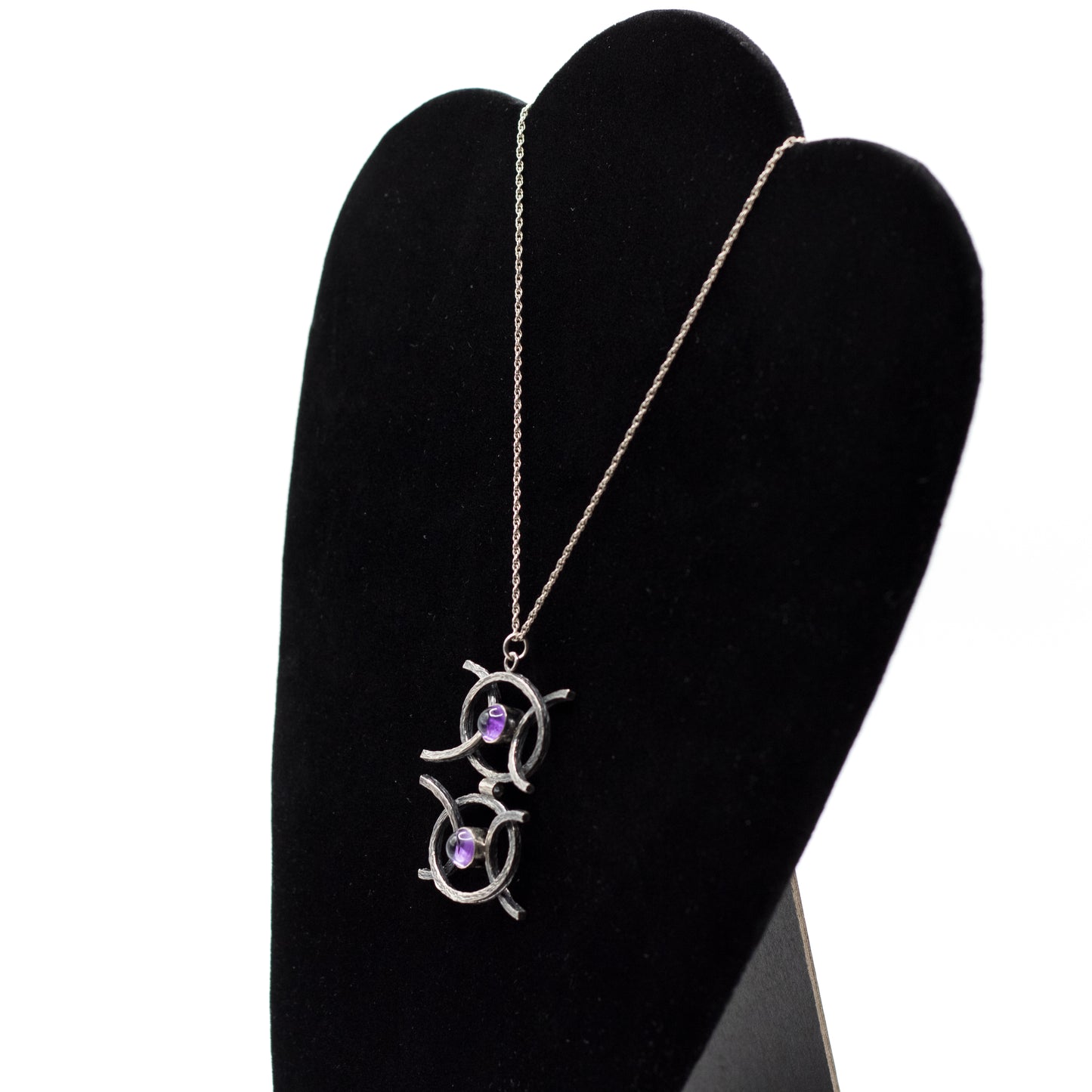 Collier pendentif vintage en argent sterling et améthyste