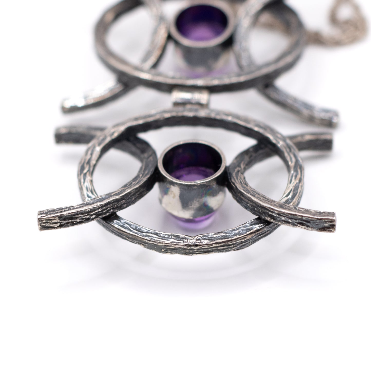 Collier pendentif vintage en argent sterling et améthyste
