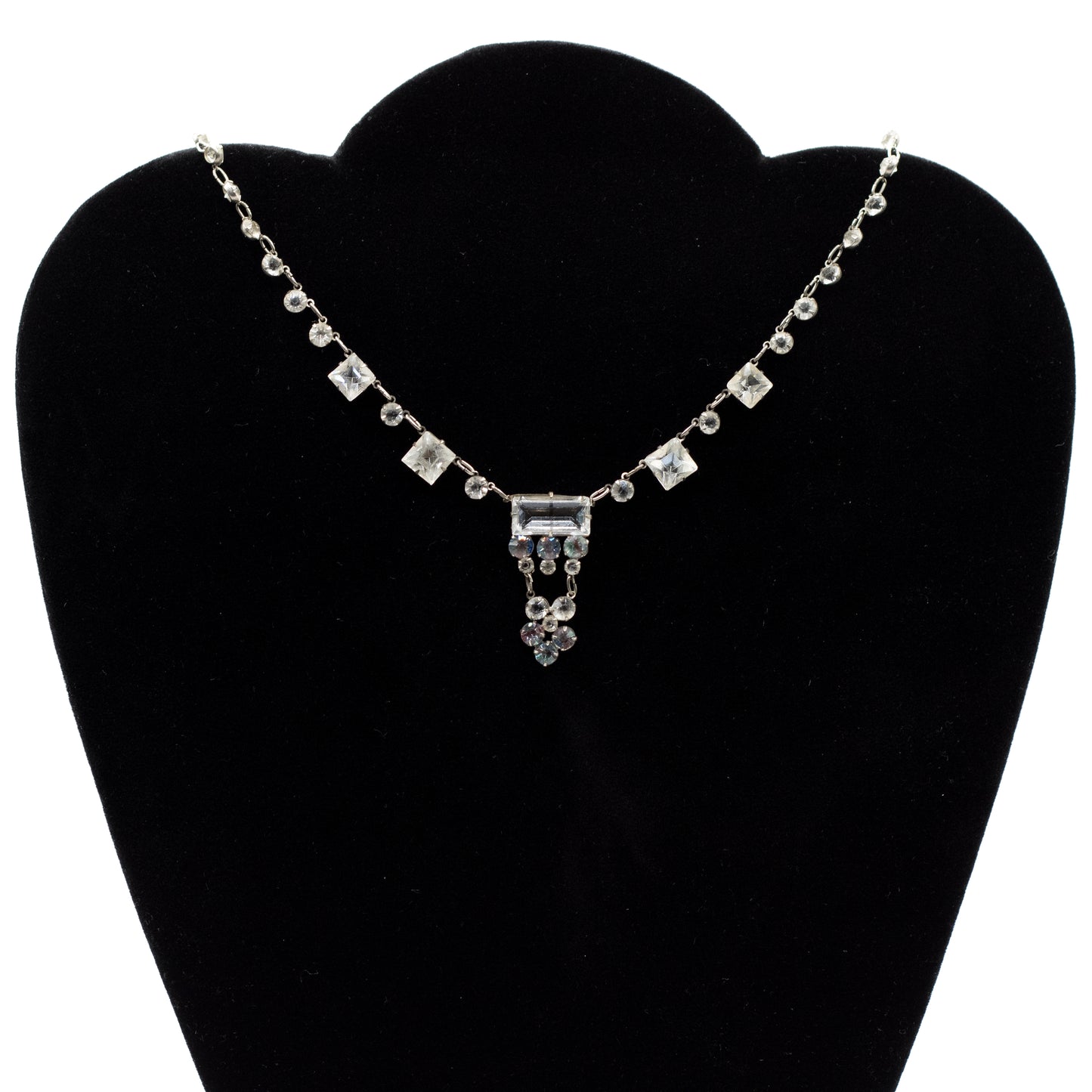 Art Deco Vintage Iris Glass Crystal Necklace