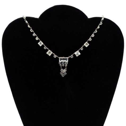 Collier Art Déco vintage en cristal d'iris