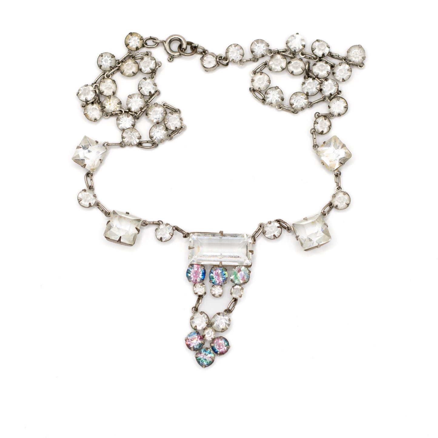 Art Deco Vintage Iris Glass Crystal Necklace