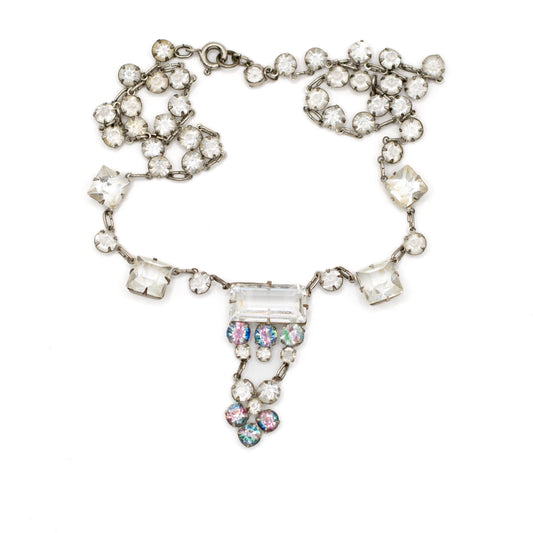 Collier Art Déco vintage en cristal d'iris