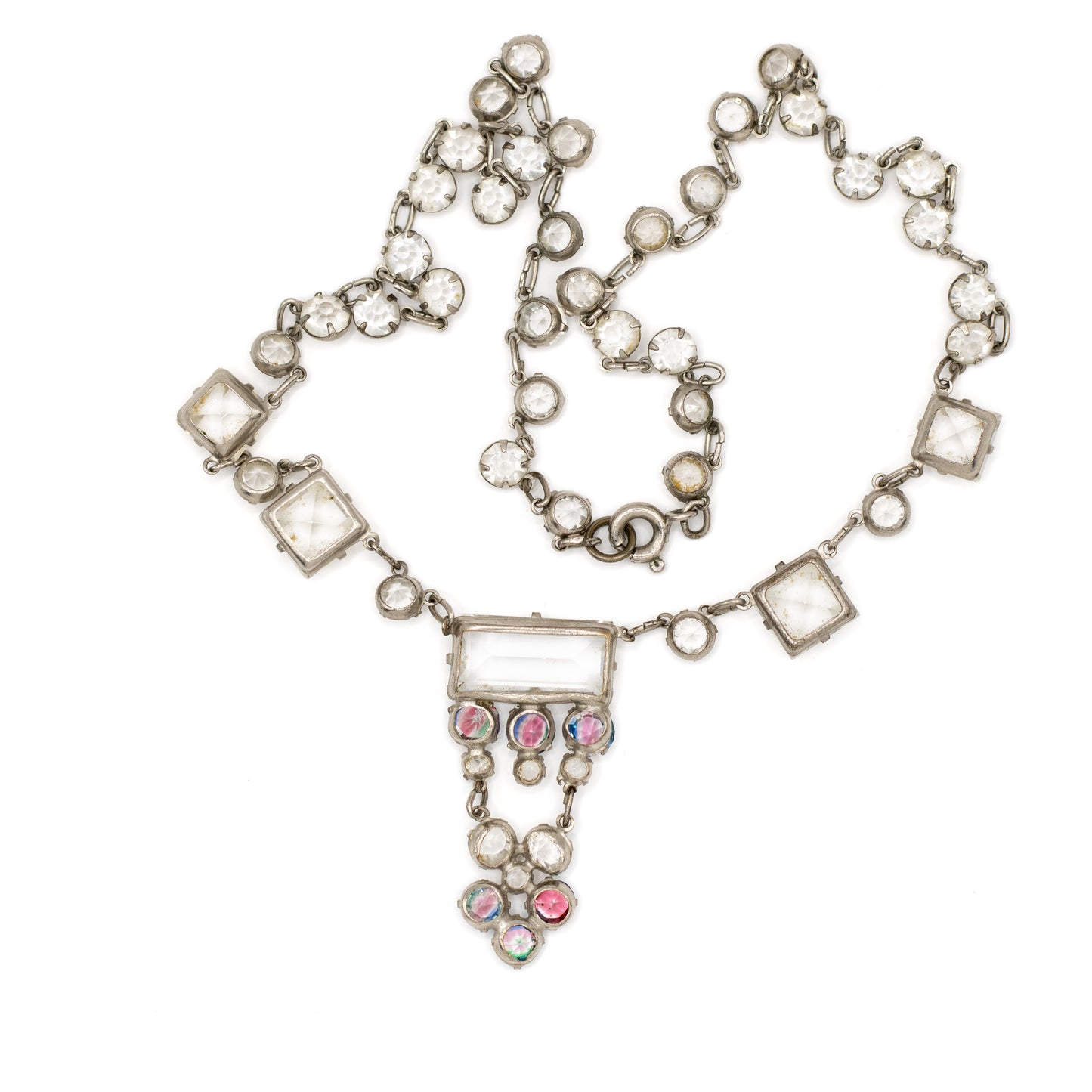 Art Deco Vintage Iris Glass Crystal Necklace