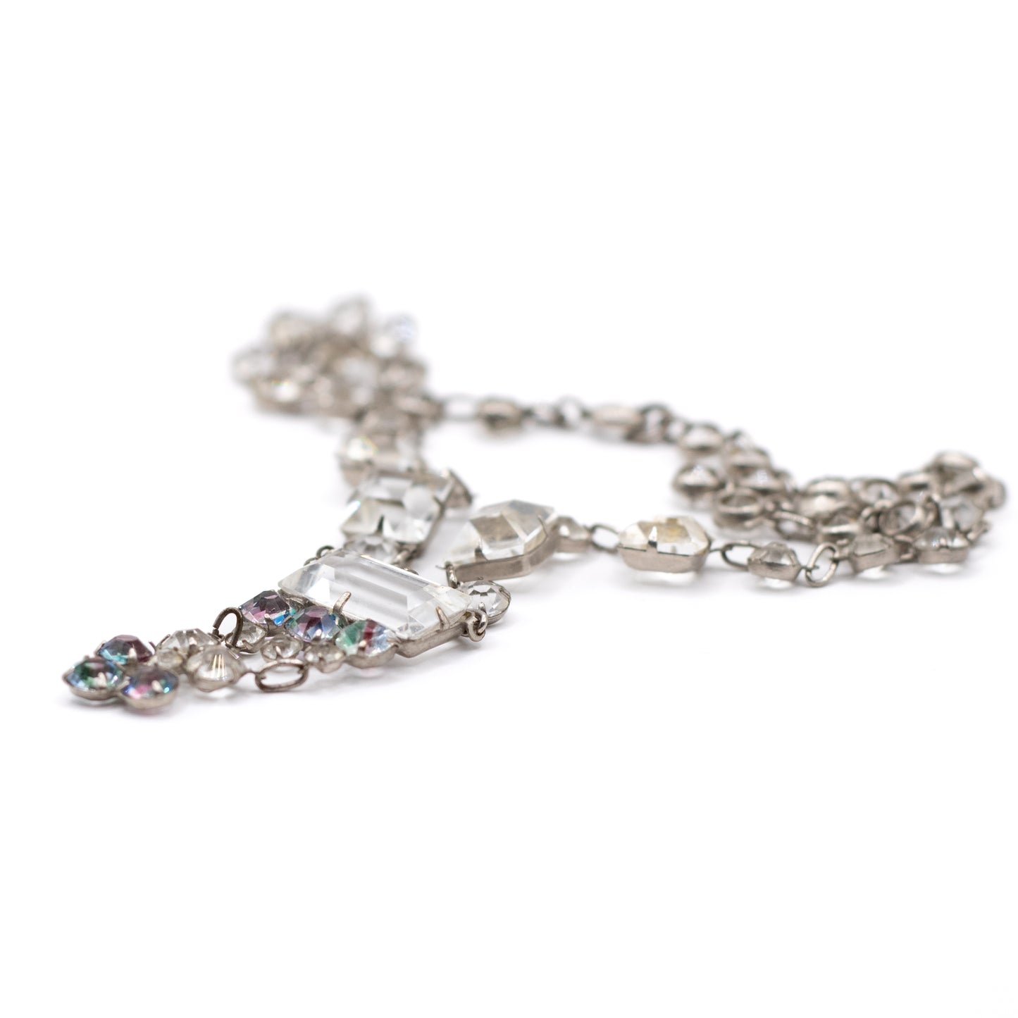 Art Deco Vintage Iris Glass Crystal Necklace