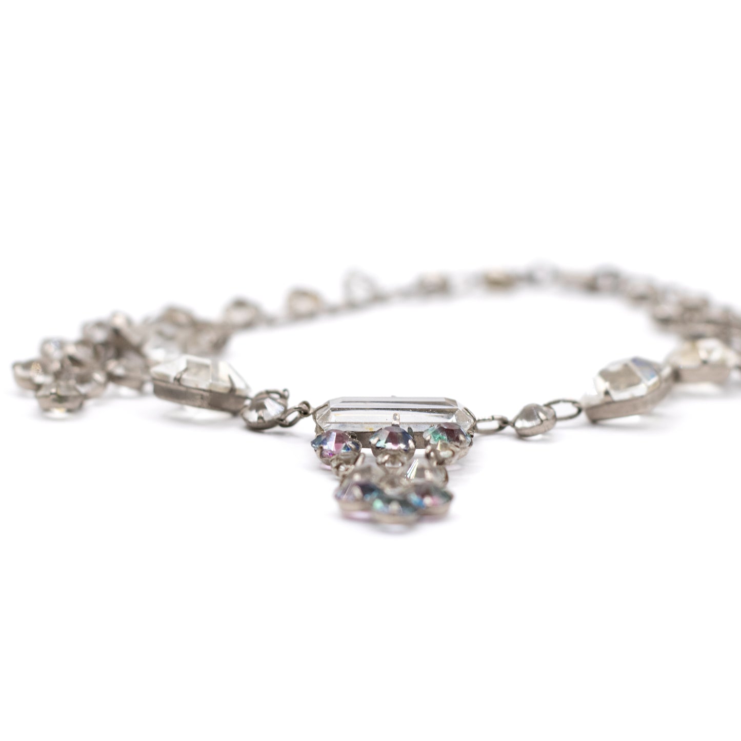 Art Deco Vintage Iris Glass Crystal Necklace